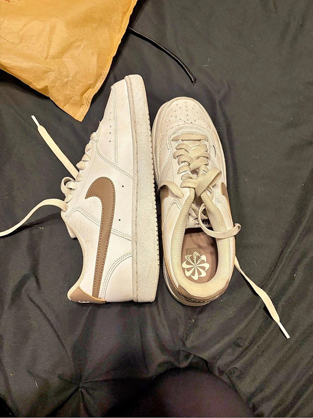 Nike Air Force 1 Sneakers in White & Brown
